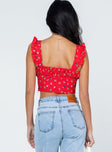 back view of model wearing Princess Polly Loralie Top Red 