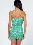 back view of model wearing Princess Polly Krissy Mini Dress Green 