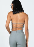 back view of model wearing Princess Polly Aroya Top Grey 