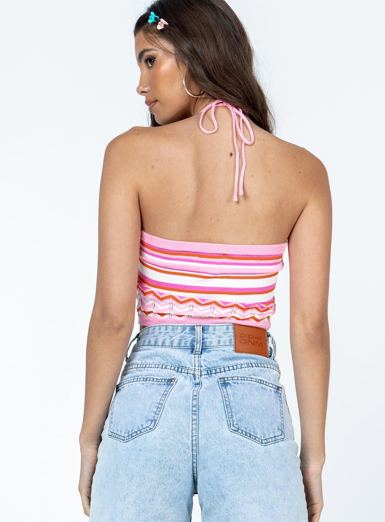 product Princess Polly Sleeveless Crew Neck  Ariella Strapless Top Pink / White