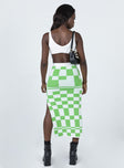 back view of model wearing Princess Polly Whitemore Checkboard Midi Skirt Green 