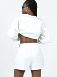 White track shorts Elasticated waistband with drawstring Twin hip pockets