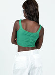 back view of model wearing Princess Polly Bryleigh Top Green Sleeveless Square Neck 