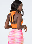 back view of model wearing Princess Polly Dreaming Top Orange 