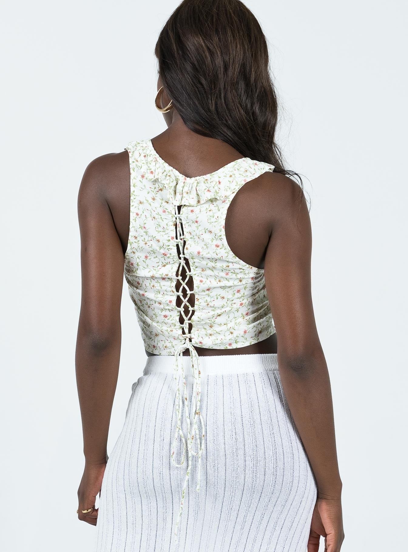 product Princess Polly Sleeveless Crew Neck  Motel Julka Top Pretty Petal Ivory