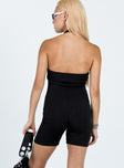 Romper Ribbed material Halter neck Good stretch Unlined 