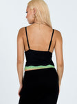 Cami top Adjustable shoulder straps   Lace trim at bust & hem Good stretch