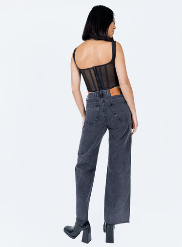 Arlington High Rise Straight Leg Denim Jeans Black