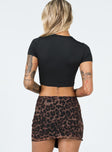 back view of model wearing Princess Polly Lidya Ultra Micro Mini Skirt Leopard 