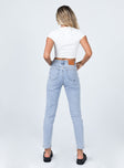 back view of model wearing Princess Polly St. Augustine Denim Jeans Mid Rise 