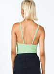 back view of model wearing Princess Polly Maia Bodysuit Sage Sleeveless Cowl 