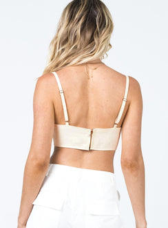 back view of model wearing Princess Polly Tanis Corset Off White 