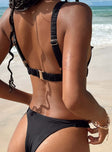 Bikini top Triangle design Elasticated straps & underbust band Adjustable straps Clasp fastening at back