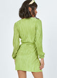 back view of model wearing Princess Polly Walton Mini Dress Green 