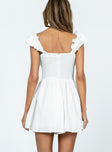 White romper Elasticated shoulder straps Ruched bust Lace up detail at front Shirred panel at back Invisible zip fastening at back