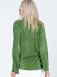 back view of model wearing Princess Polly Taina Pleated Shirt Green 