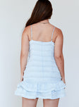 back view of model wearing Princess Polly Molina Mini Dress Blue 