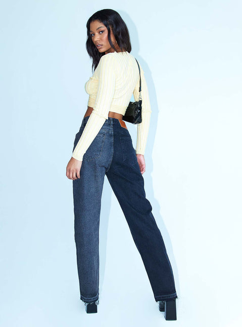 back view of model wearing Princess Polly Rori Denim Jeans Black Mid Rise 