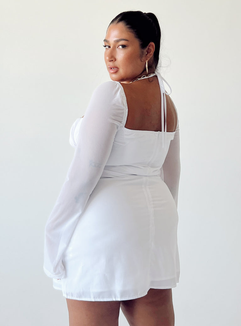 Dyer Sheer Sleeve Mini Dress White Curve