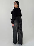 product Princess Polly High Waisted Pants  Torridon Eyelet Belt Faux Leather Pants Black Curve