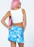 back view of model wearing Princess Polly Amelia Mini Skirt Blue Mini Skirts 