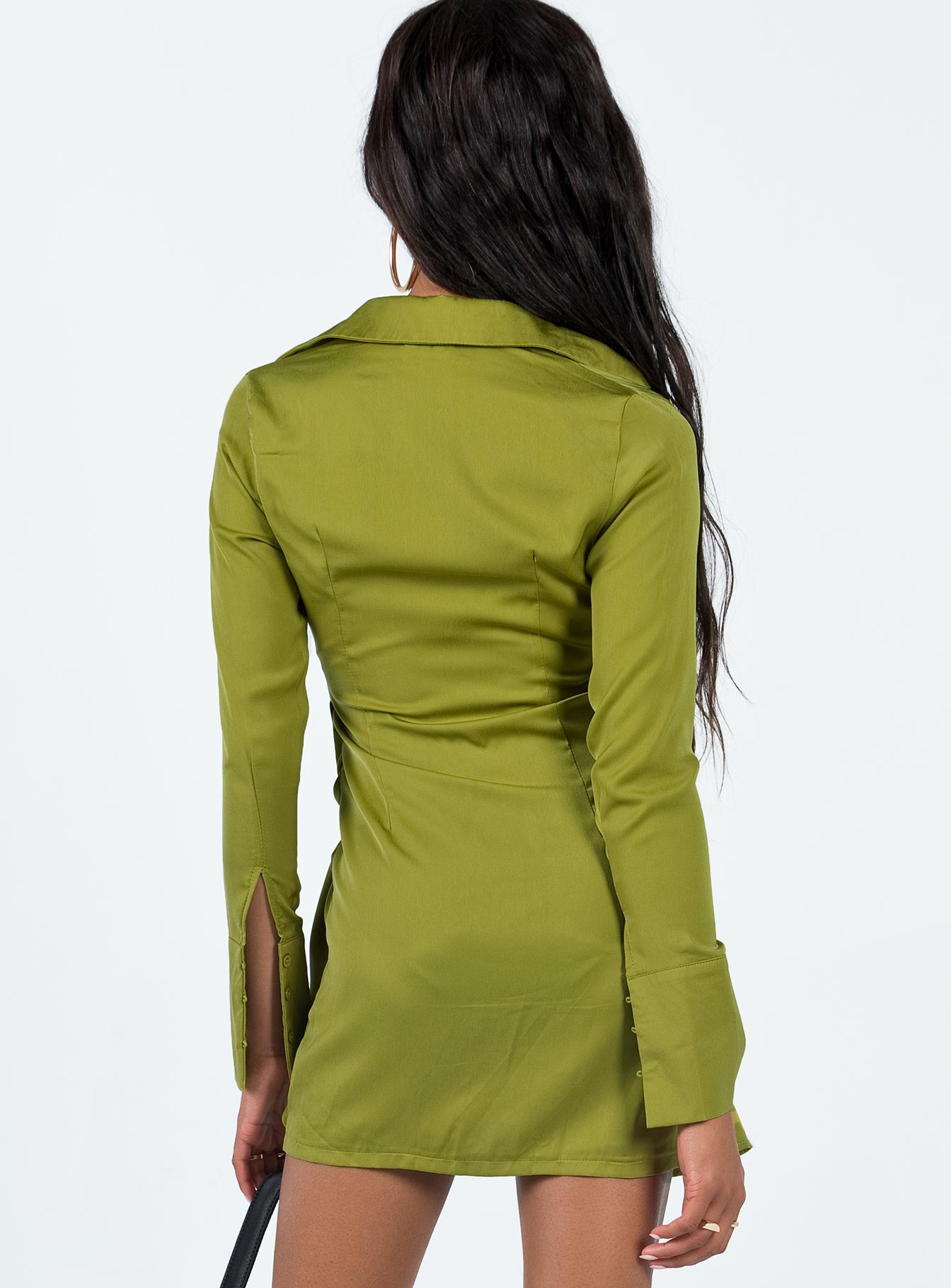 product Princess Polly Asymmetric Neckline  Bodeni Long Sleeve Mini Dress Green