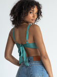 back view of model wearing Princess Polly Britta Top Green 