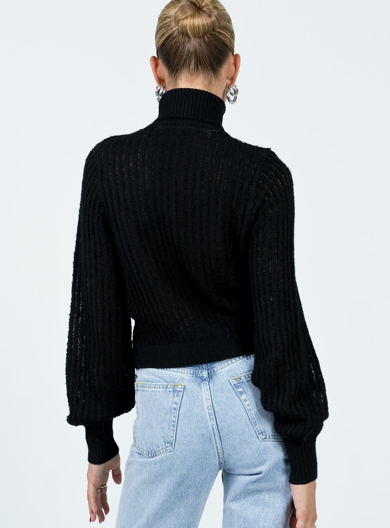 Mckilah Turtleneck Knit Jumper Black Princess Polly  Cropped 