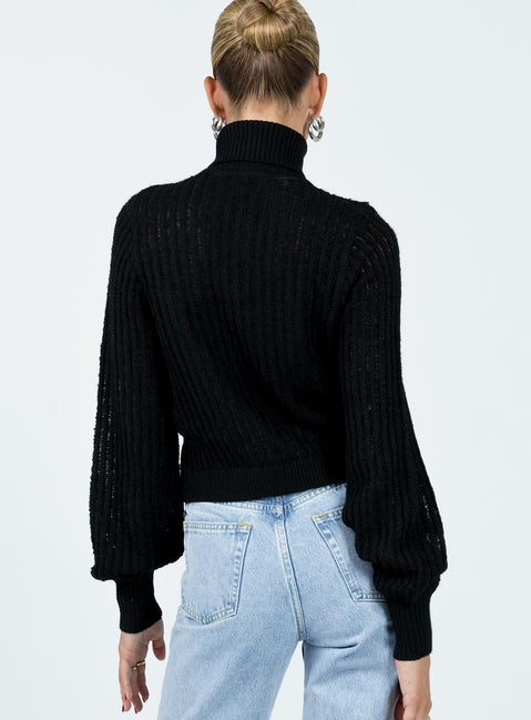Mckilah Turtleneck Knit Jumper Black Princess Polly  Cropped 