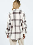 Jacket Soft woven material Plaid print Classic collar Front button fastening Front pocket on left Single button at cuff Non-stretch 