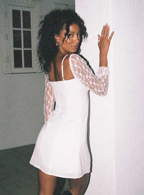 Ashwood Lace Sleeve Mini Dress White | Princess Polly Ashwood Lace Sleeve Mini Dress White | Princess Polly