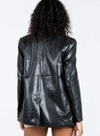 Jocelyn Faux Leather Blazer Black