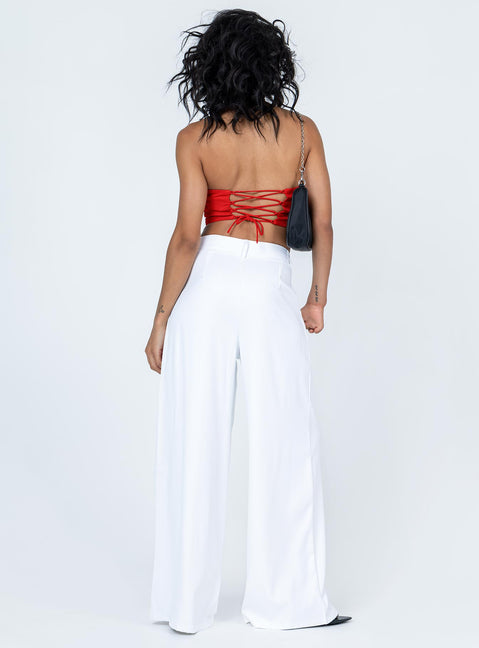 back view of model wearing Princess Polly Yvette Pants White 