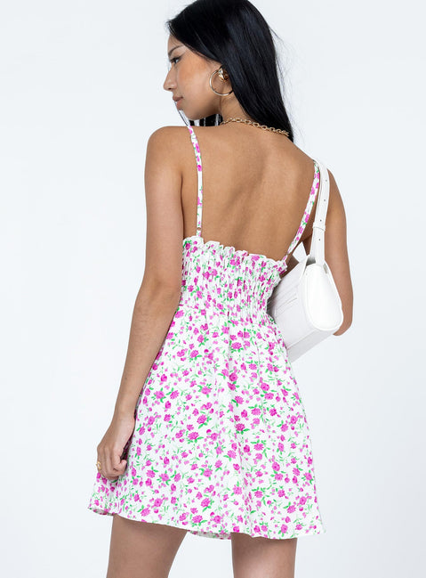 product Princess Polly Asymmetric Neckline  Roza Mini Dress White Floral