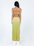 Matching set Silky material  Pleated design  Strapless top  Twisted bust  Midi skirt  Elasticated waistband  Lettuce edge hem 