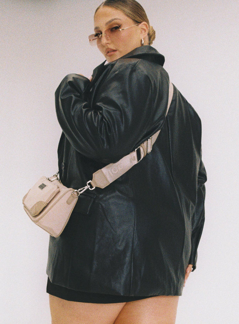 Leather jacket outfit for fall with Prada re edition bag