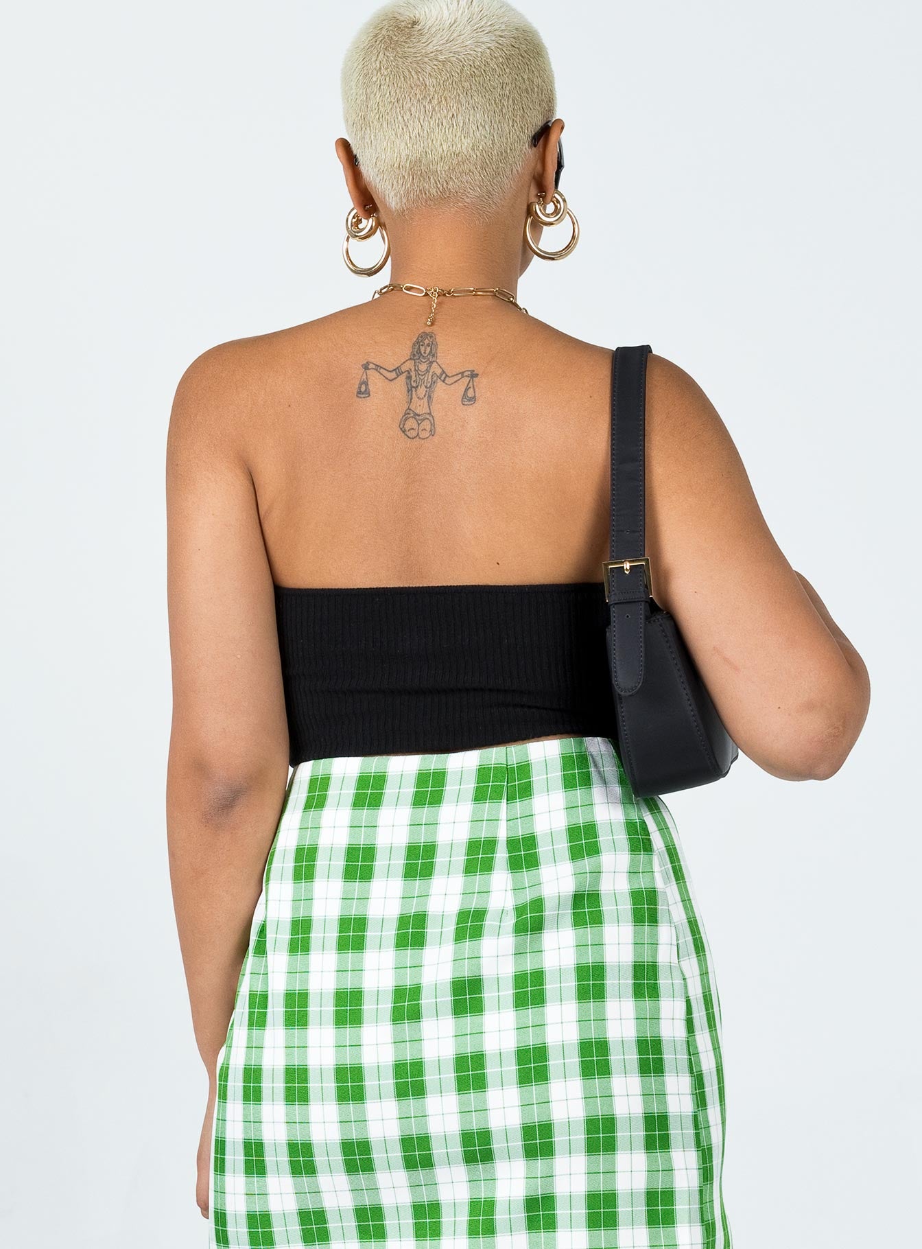 back view of model wearing Princess Polly Kallista Top Black 