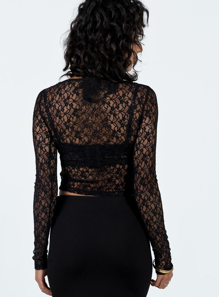 Purnell Long Sleeve Lace Top Black