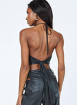 back view of model wearing Princess Polly Becky Top Black 