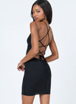 back view of model wearing Princess Polly Joey Mini Dress Black 