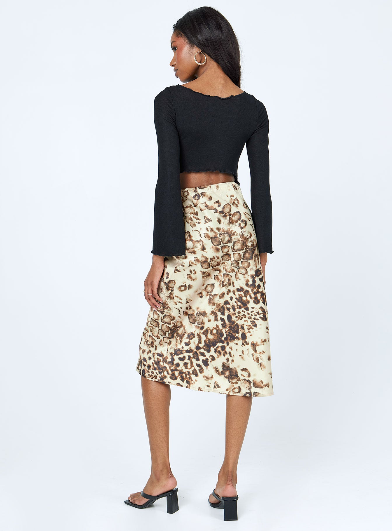 back view of model wearing Princess Polly Dustin Maxi Skirt Multi 