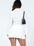 Matching set Textured material  Mini wrap skirt  Side slit  Button up shirt