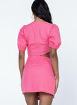 back view of model wearing Princess Polly Sweet City Mini Dress Red V-Neck 