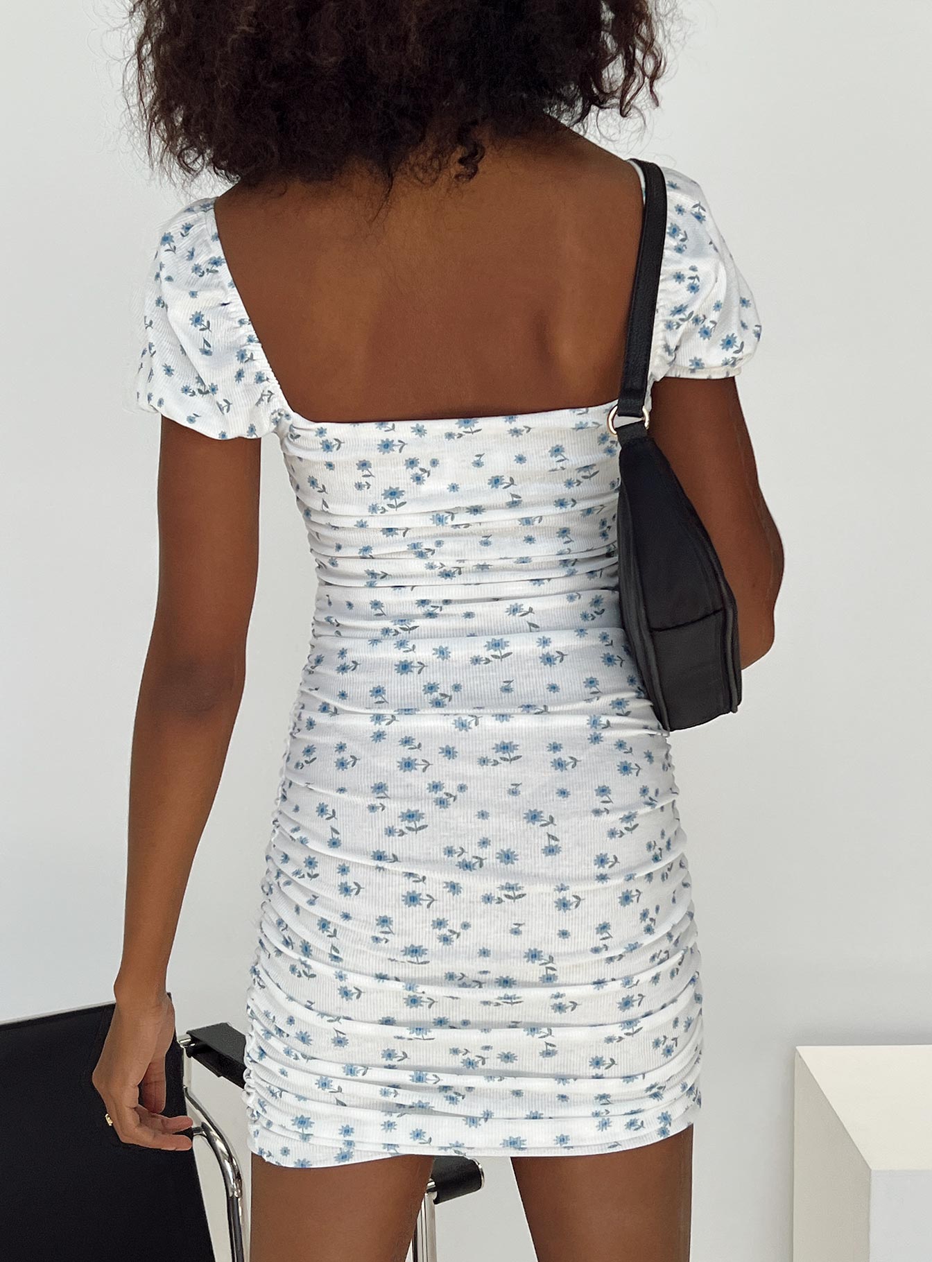 Charvi Mini Dress Blue Floral | Princess Polly