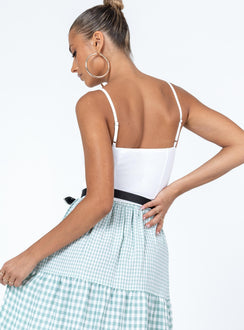 back view of model wearing Princess Polly Lilla Top White Sleeveless Square Neck 