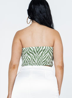 back view of model wearing Princess Polly Bayles Top Zebra Sleeveless Sweetheart 