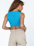 Blue crop top Ribbed material  Lace up tie fastening  Good stretch 