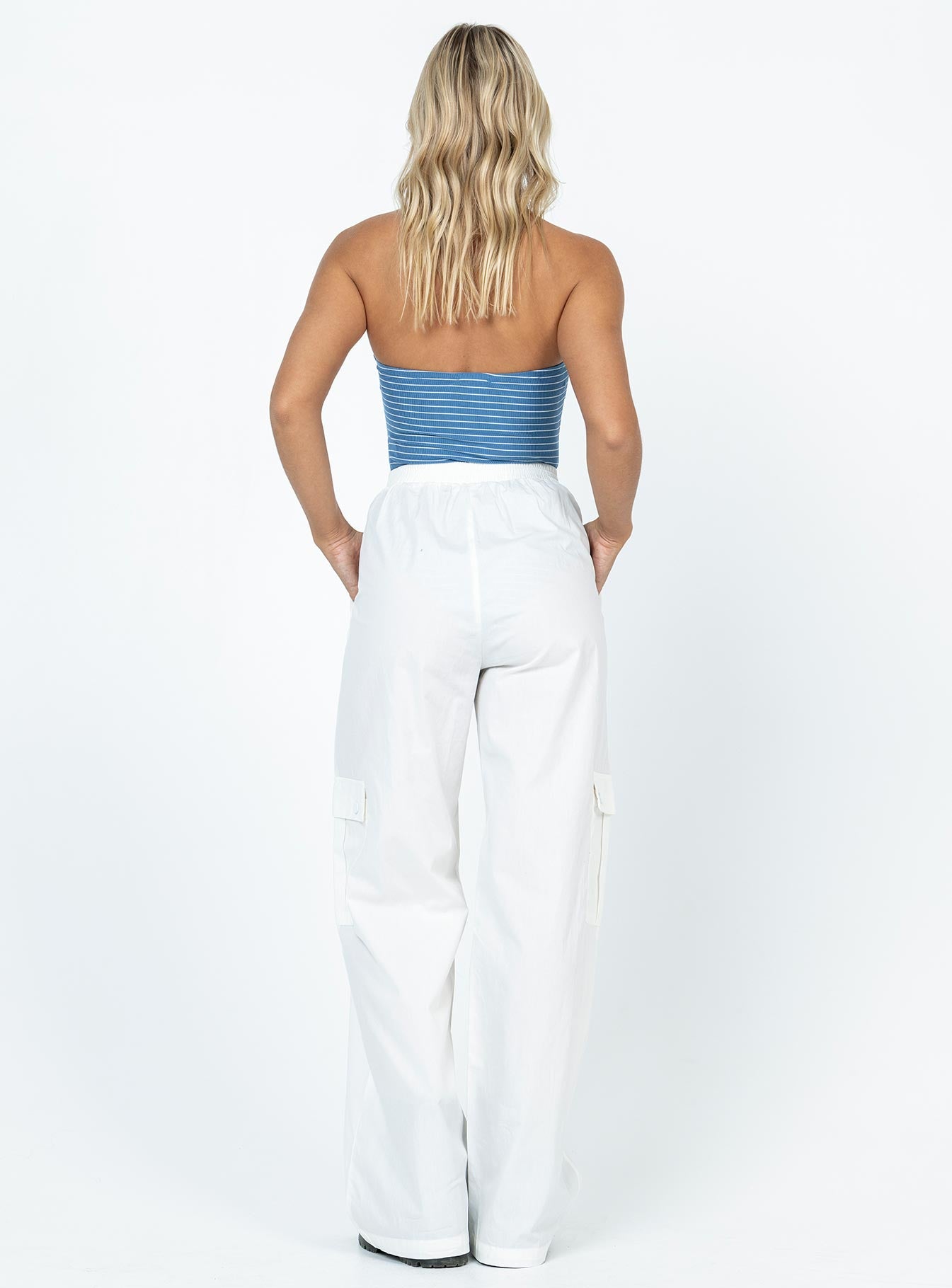 product Princess Polly High Waisted Pants  Lista Elastic Pocket Pants White