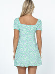 Princess Polly Square Neck  Hastings Mini Dress Green Floral