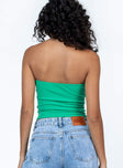 Front view of model wearing  front Princess Polly Sleeveless Square Neck  Zyra Strapless Top Green